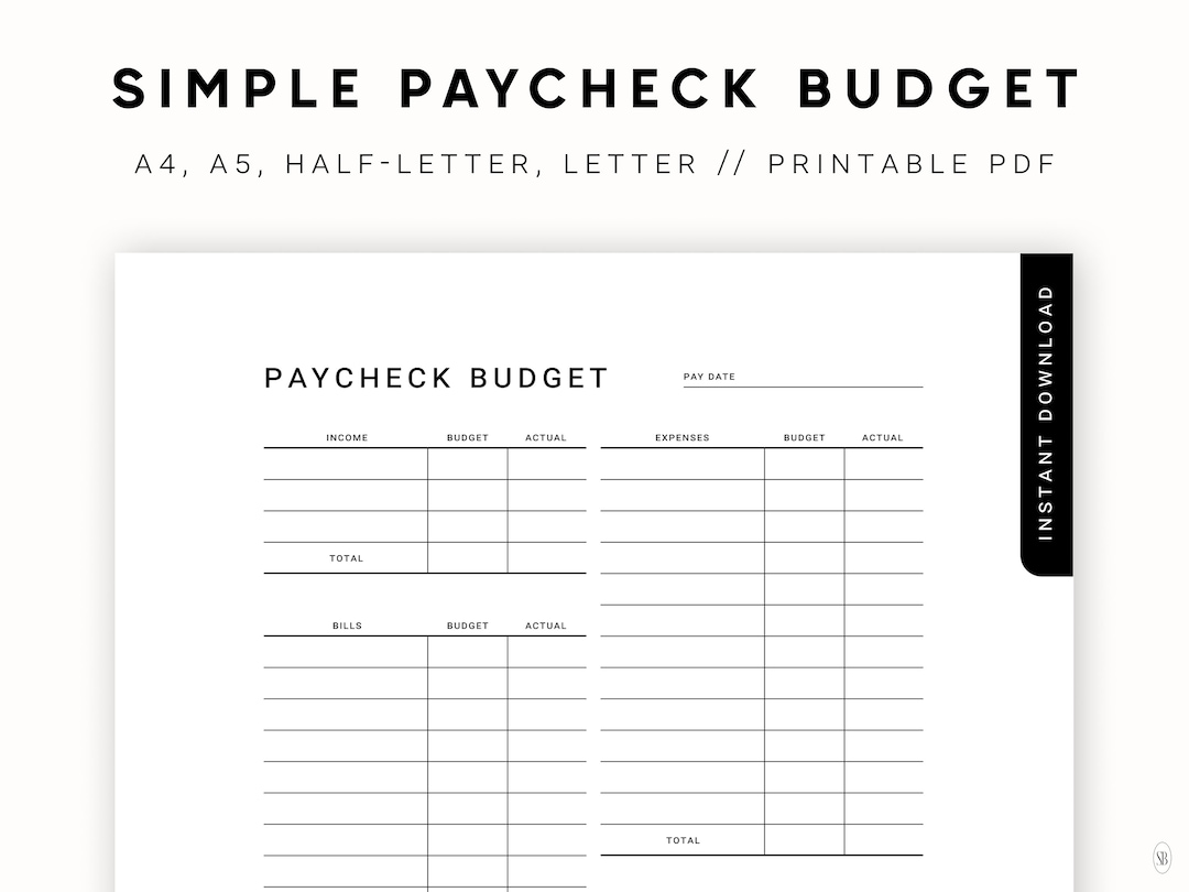Paycheck Budget Printable PDF Template, Budget Planner, Budget by ...
