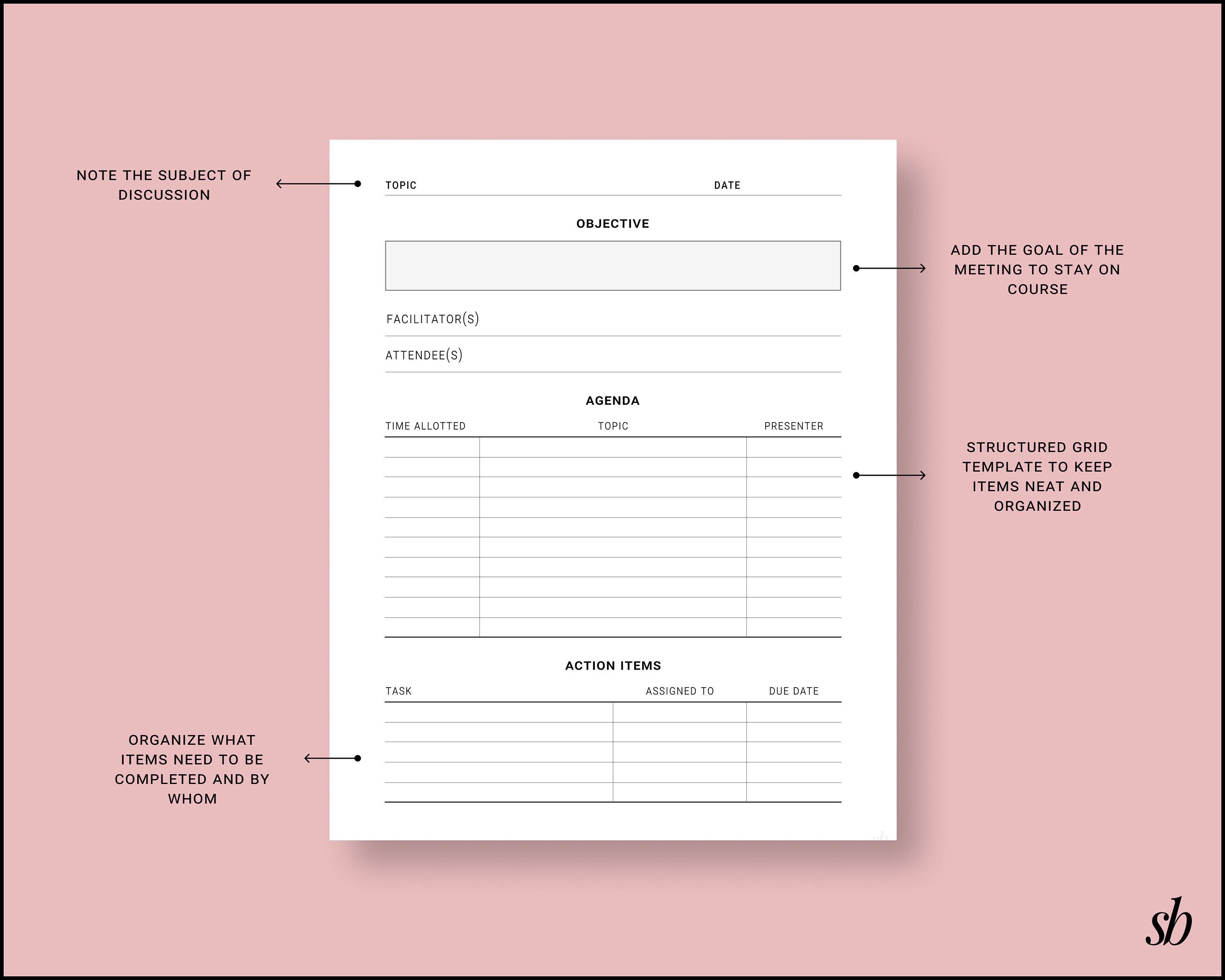 Meeting Agenda Printable PDF Template, Business Meeting Schedule ...