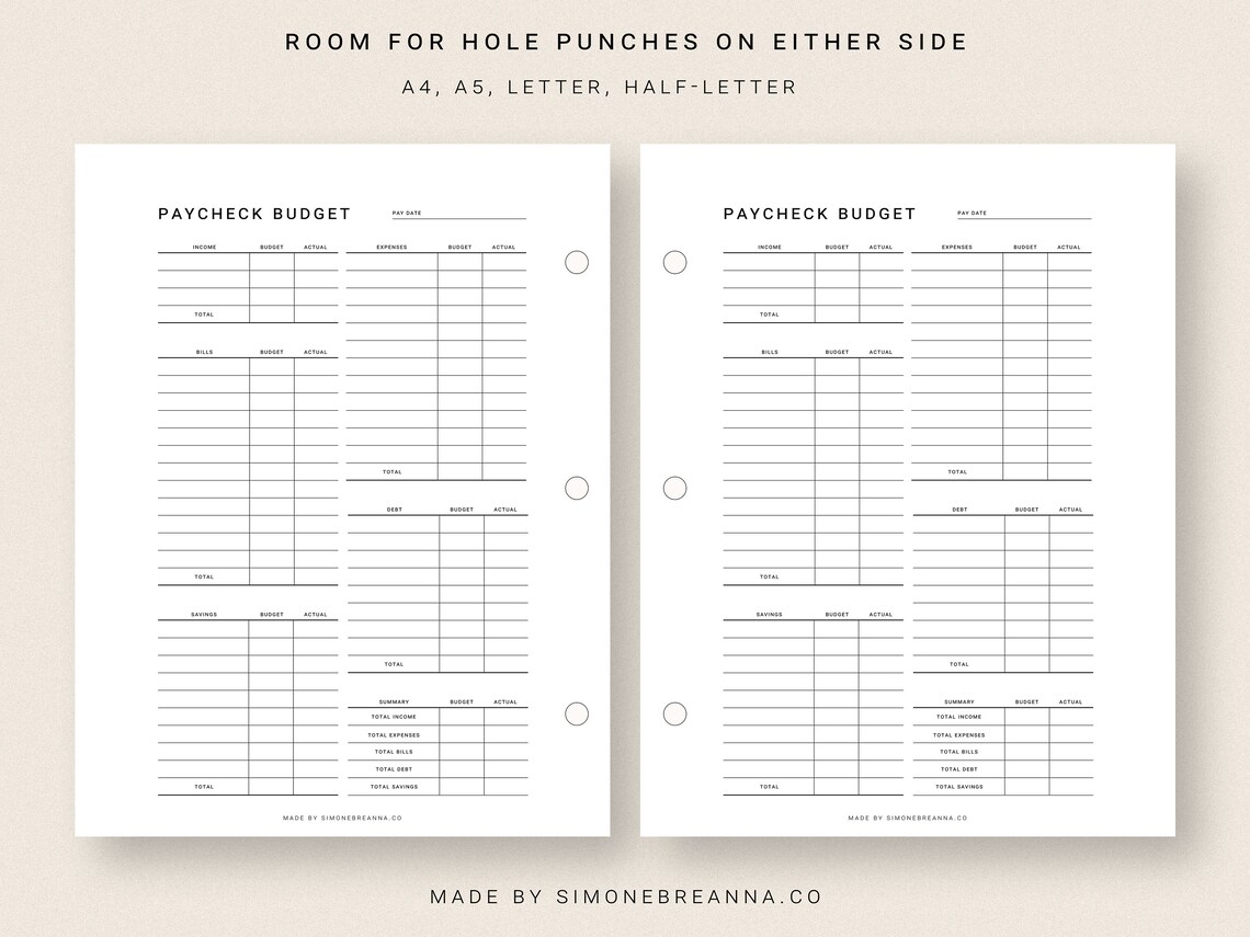 Paycheck Budget Printable PDF Template, Budget Planner, Budget by ...