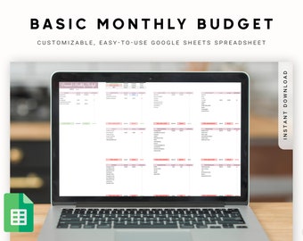 Basic Monthly Budget Spreadsheet Planner, Google Sheets Budget Template, Financial Planner, Digital Budget Planner, Digital Finance Planner