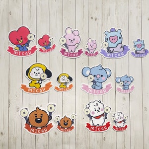 BTS BT21 Nametag Aufkleber mit Army Bomb Label Die Cut Vinyl | BTS Aufkleber | BT21 Aufkleber | k-pop Aufkleber