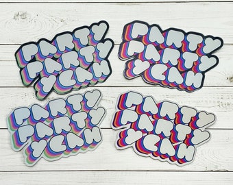BTS Stickers | BTS Jungkook Party Party Yeah Sticker | K-Pop Sticker | Bangtan Sticker | Holographic Die Cut Laminated Vinyl Sticker