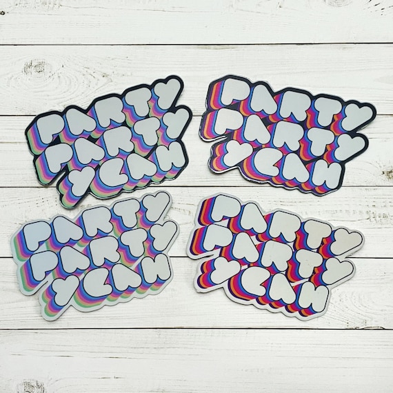BTS Stickers | BTS Jungkook Party Party Yeah Sticker | K-Pop Sticker | Bangtan Sticker | Holographic Die Cut Laminated Vinyl Sticker
