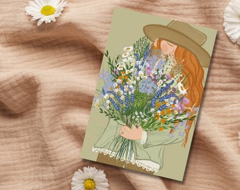 Postcard "Flower Girl" Wildflowers