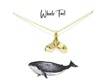 Whale Tail Pendant Necklace / Good Luck Mermaid Dolphin / Cute Necklace / Dainty Necklace / 18K Gold Dipped Necklace / Gift Idea / Handmade