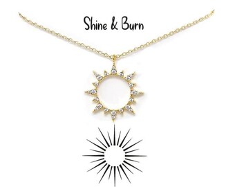 Sun Necklace / Dainty Sunshine Crystal Sunburst Necklace / Dainty Necklace / Gift Idea / Handcrafted