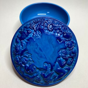 Gorgeous Art Deco Jewelry Box 1930&#39;s Czechoslovakia Schlevogt | Lapis Glass | SUPER RARE!!!