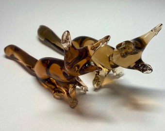 Vintage Rare Glass Foxes made in Czechoslovakia, 1960s | FREE SHIPPING!!!