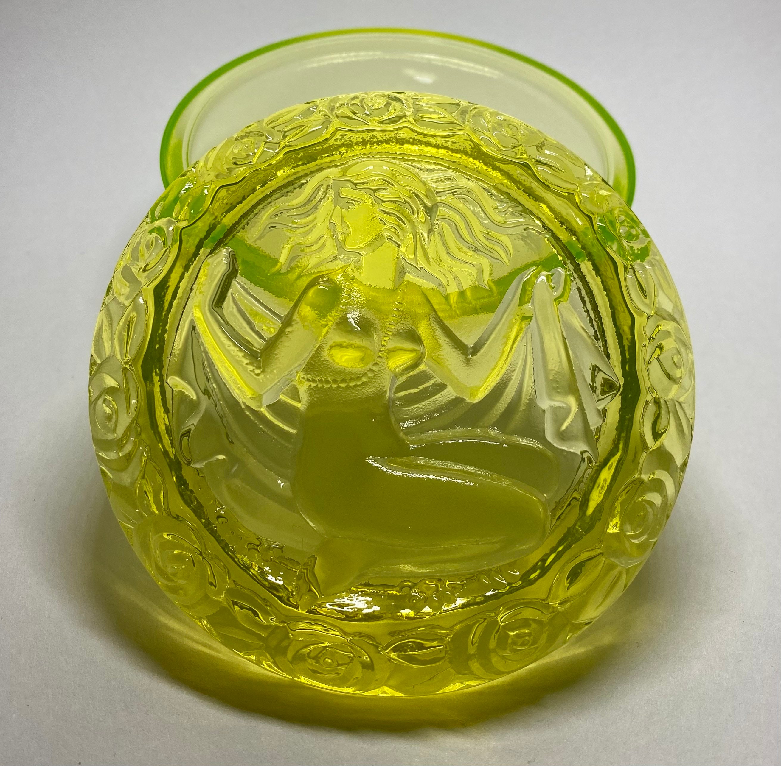 Art Deco Uranium Glass Jewelry Box 1930's Czechoslovakia RARE Etsy