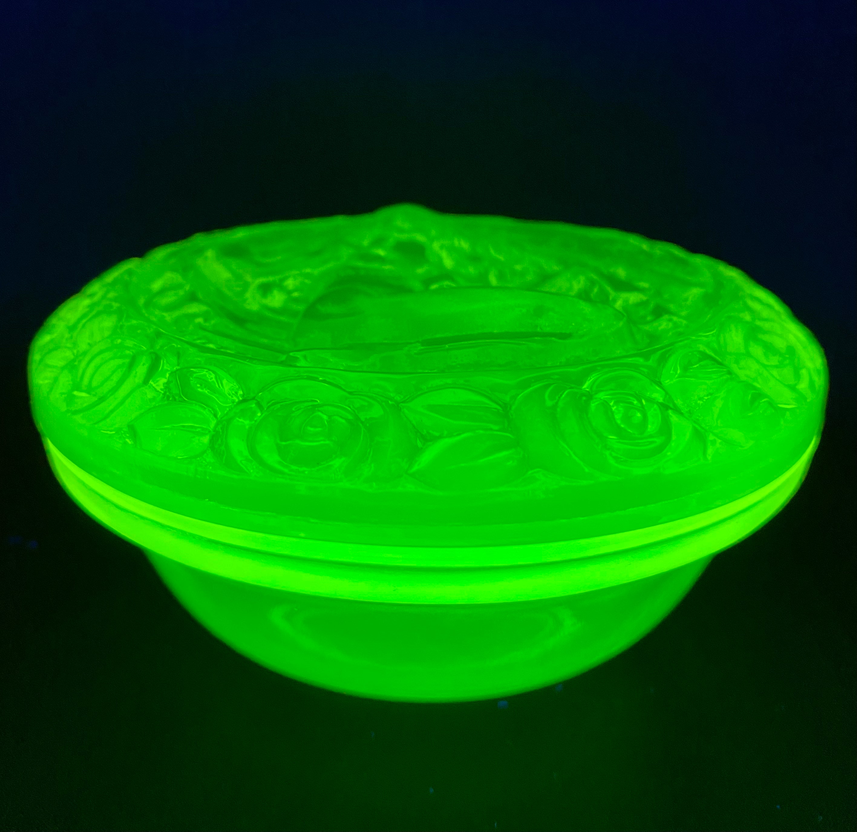 Art Deco Uranium Glass Jewelry Box 1930's Czechoslovakia RARE Etsy