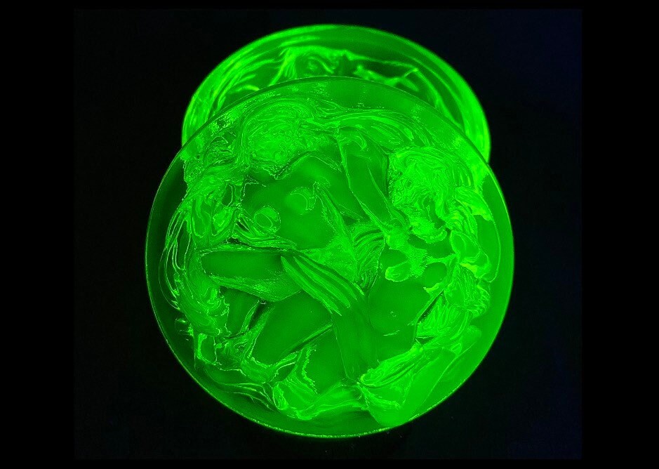 Art Deco Uranium Glass Jewelry Box Vaseline Glass Etsy