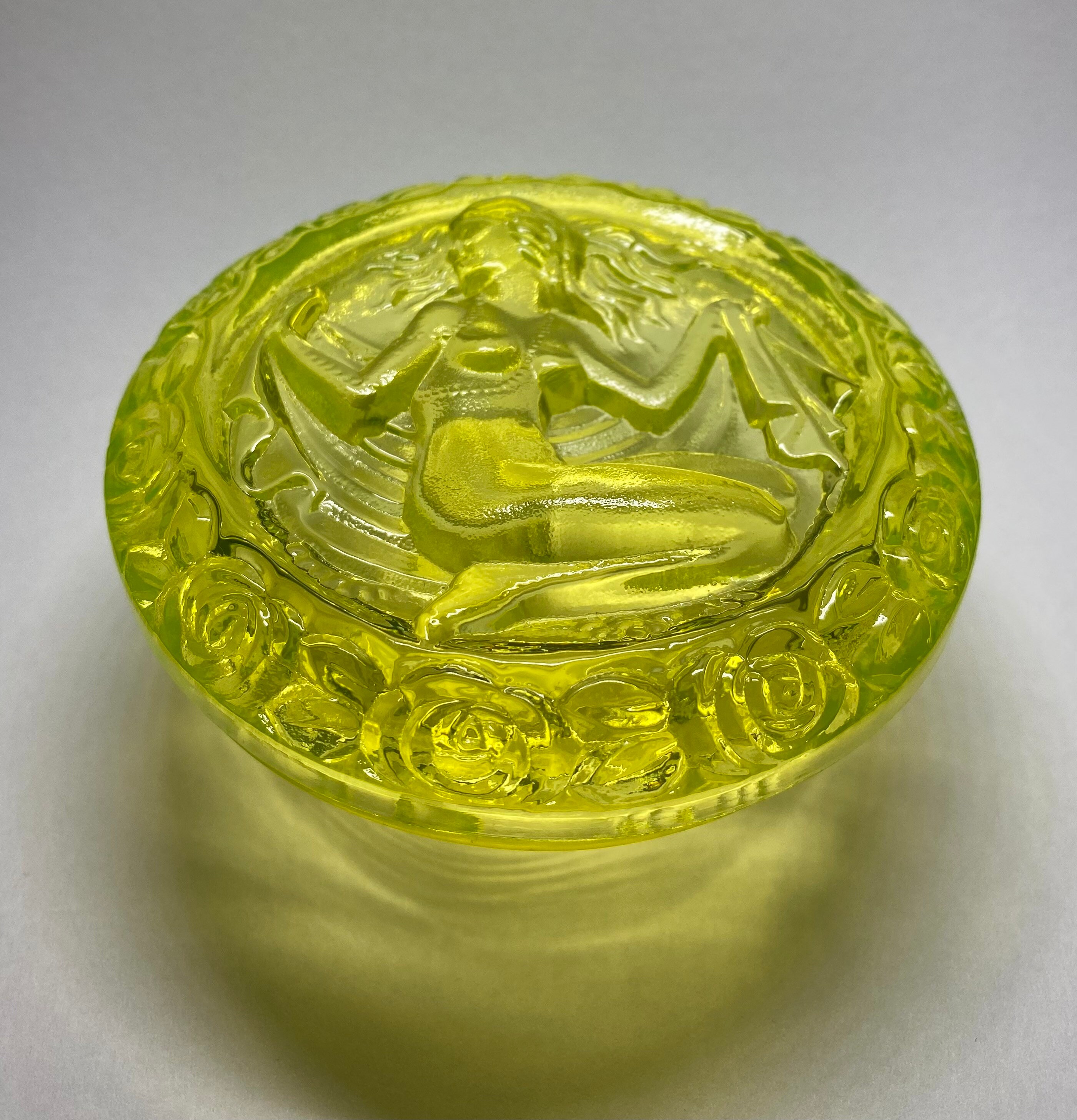 Art Deco Uranium Glass Jewelry Box 1930's Czechoslovakia RARE Etsy