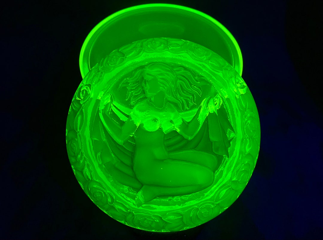 Art Deco Uranium Glass Jewelry Box 1930's Czechoslovakia RARE Etsy