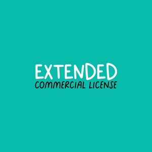 May include: White text on a turquoise background reads "EXTENDED COMMERCIAL LICENSE".
