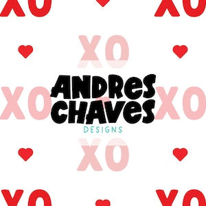 XOXO - Rosso - Modello senza cuciture V-Day. File digitale per l'uso su tessuto, abbigliamento per bambini, poli mailer, carta da parati, carta, cancelleria e decorazioni per la casa