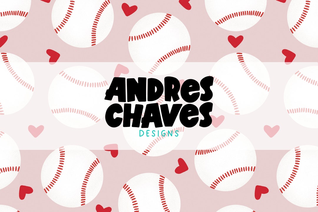 Pink Baseball Pattern Baseball & Hearts Seamless Pattern – Pink Sports Print (digital File ...