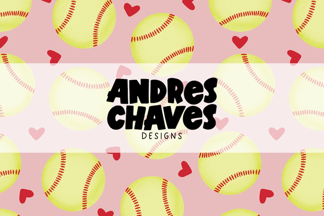 Pink Softball Seamless Pattern – Fabric Design (digital File) - Etsy