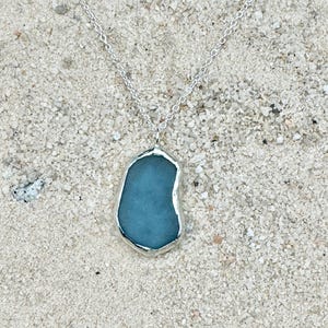 Light Blue Sea Glass Necklace, blue tumbled glass necklace, recycled glass necklace