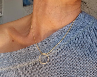 Gold Filled Circle necklace, Minimalist Jewelry, Gift for her, Circle Gold Necklace, Holiday Jewelry Gift, Everyday Necklace