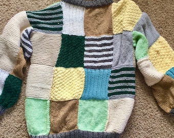 Modèle de tricot de pull en patchwork de blocs de couleurs : haut surdimensionné facile pour débutant (modèle PDF)