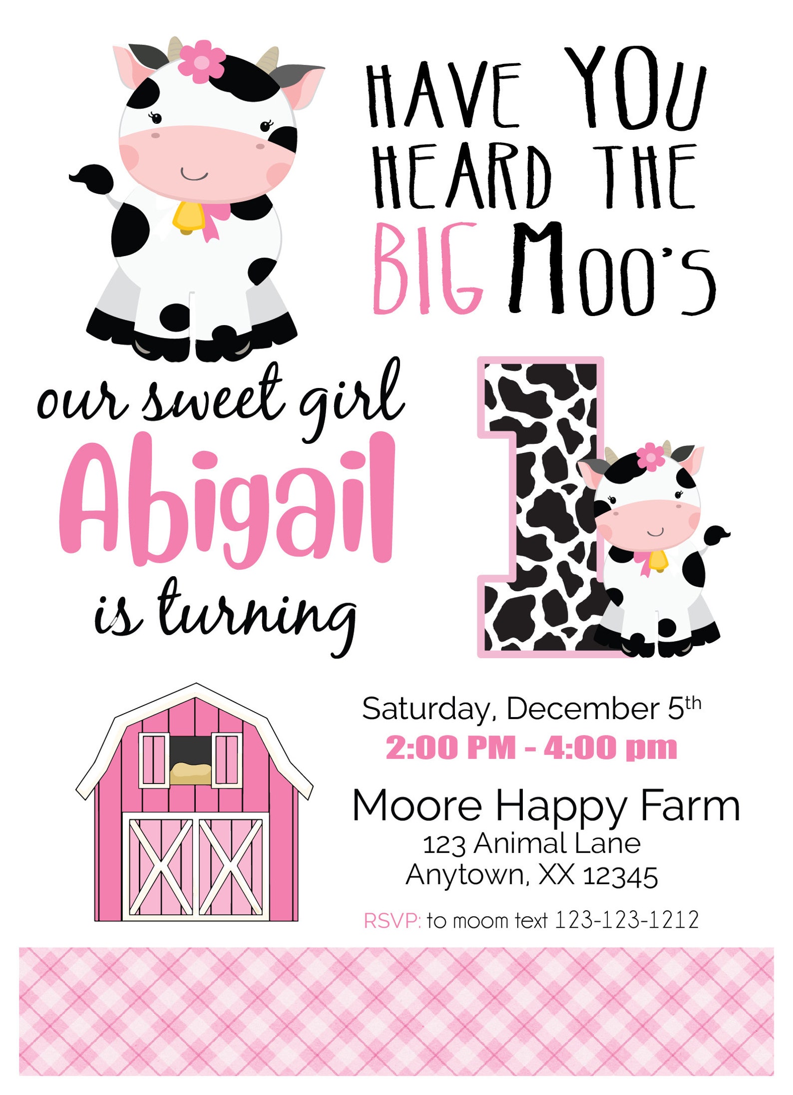 Cow Invitations Cow Themed Birthday Cow Invitations Pink Etsy UK
