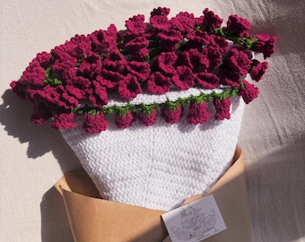 Crochet Tulip bouquet blanket, Purple flower Crochet Blanket – Round Floral Throw – Romantic Home Decor – Crochet Flower Bouquet Blanket