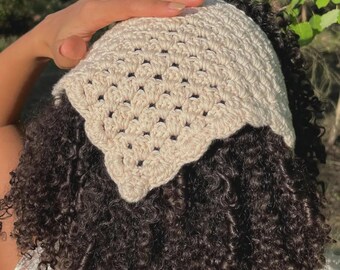 Crochet Bandana Headband, Crochet daisy hair scarf, Crochet Hair Scarf Kerchief, Bandana Crotchet,Crochet Bandannas, hair kerchief