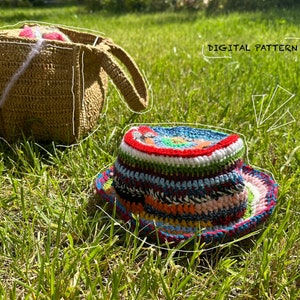 Colorful inspired hand crocheted multicolor bucket hat