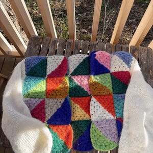 Colorful Crochet Cardigan: Hand-Knitted Cotton Mohair Blend, Oversized Fit