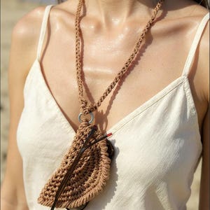 Portagafas de crochet hecho a mano: bolsa para gafas y correa para el cuello de hilo de macramé imagen 2