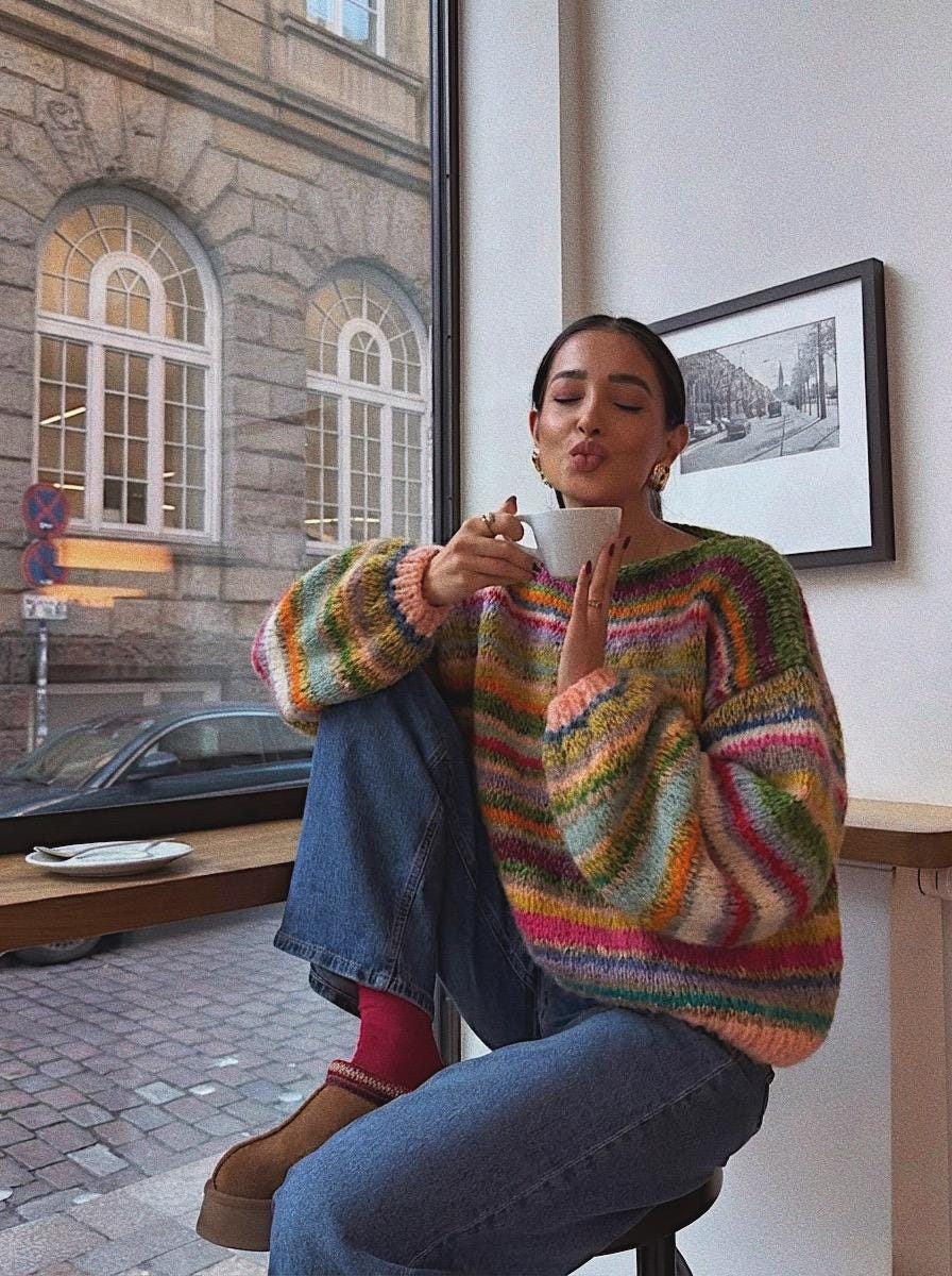 Maglione Donna A Collo A Imbuto In Maglia Costina – Maniche Lunghe, Morbido E Caldo, Autunno Inverno, Nero