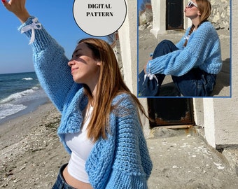 Knitting Cardigan Pattern, Chunky Cardigan Pattern, Wool Cardigan, Knit Chunky Cardigan