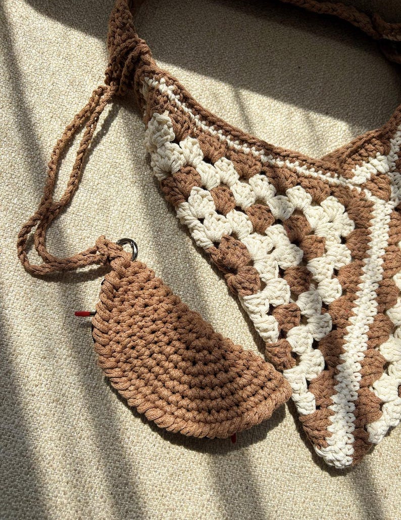 Portagafas de crochet hecho a mano: bolsa para gafas y correa para el cuello de hilo de macramé imagen 6