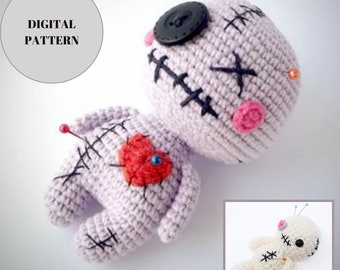 Voodoo Doll Pincushion Crochet Pattern, Amigurumi PDF Pattern, Voodoo Doll Crochet Pattern, Cute Voodoo Amigurumi Crochet Pattern