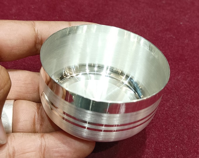 97% Pure Silver Bowl, Handmade Indian Baby Feeding Bowl, Pooja Prasadam Bowl, Annaprashana Gift, Traditional Silver Serving Bowl