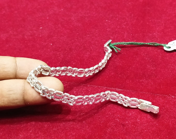 925 Sterling Silver Bracelet for Men - Designer Silver Jewelry, 9 Inch
