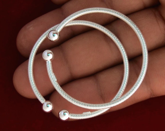 925 Sterling Silver Adjustable Baby Kada, Traditional Indian Silver Bangle for Babies, Baby Shower First Birthday Gift