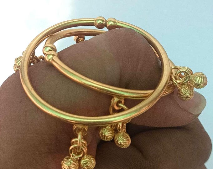 Gold Plated 925 Sterling Silver Baby Anklet, Ghungroo Payal for Newborn Toddler, Adjustable Indian Infant Anklet, Baby Gift