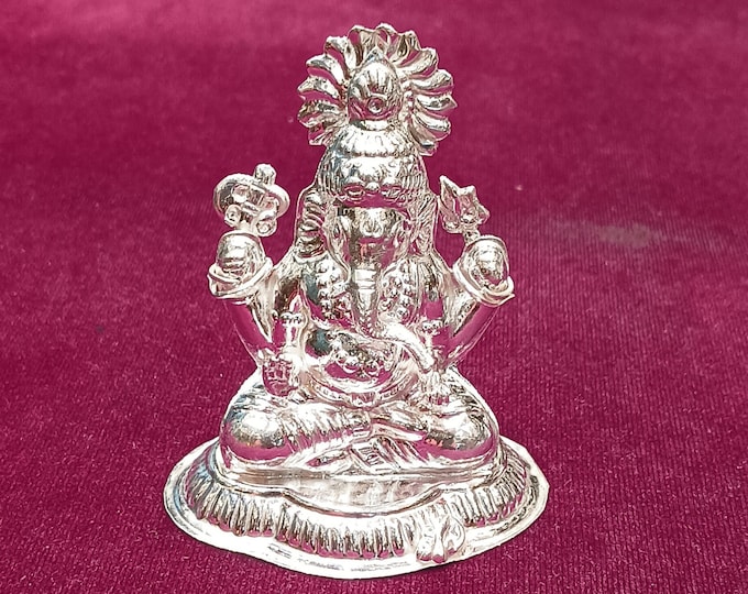 Sterling Silver Ganesh Statue: Hindu God Idol for Home Mandir
