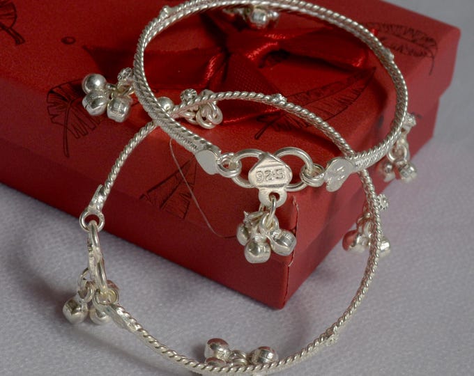 925 Sterling Silver Bell Anklet for Kids 0–8 Years, Ghungroo Baby Payal Pair, Toddler Child Silver Anklets, Birthday Gift