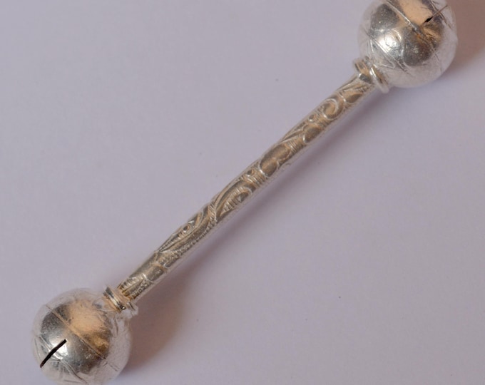 Personalized 925 Sterling Silver Baby Rattle, Engraved Silver Jhunjhuna, Newborn Keepsake, Baby Shower Naming Ceremony Gift