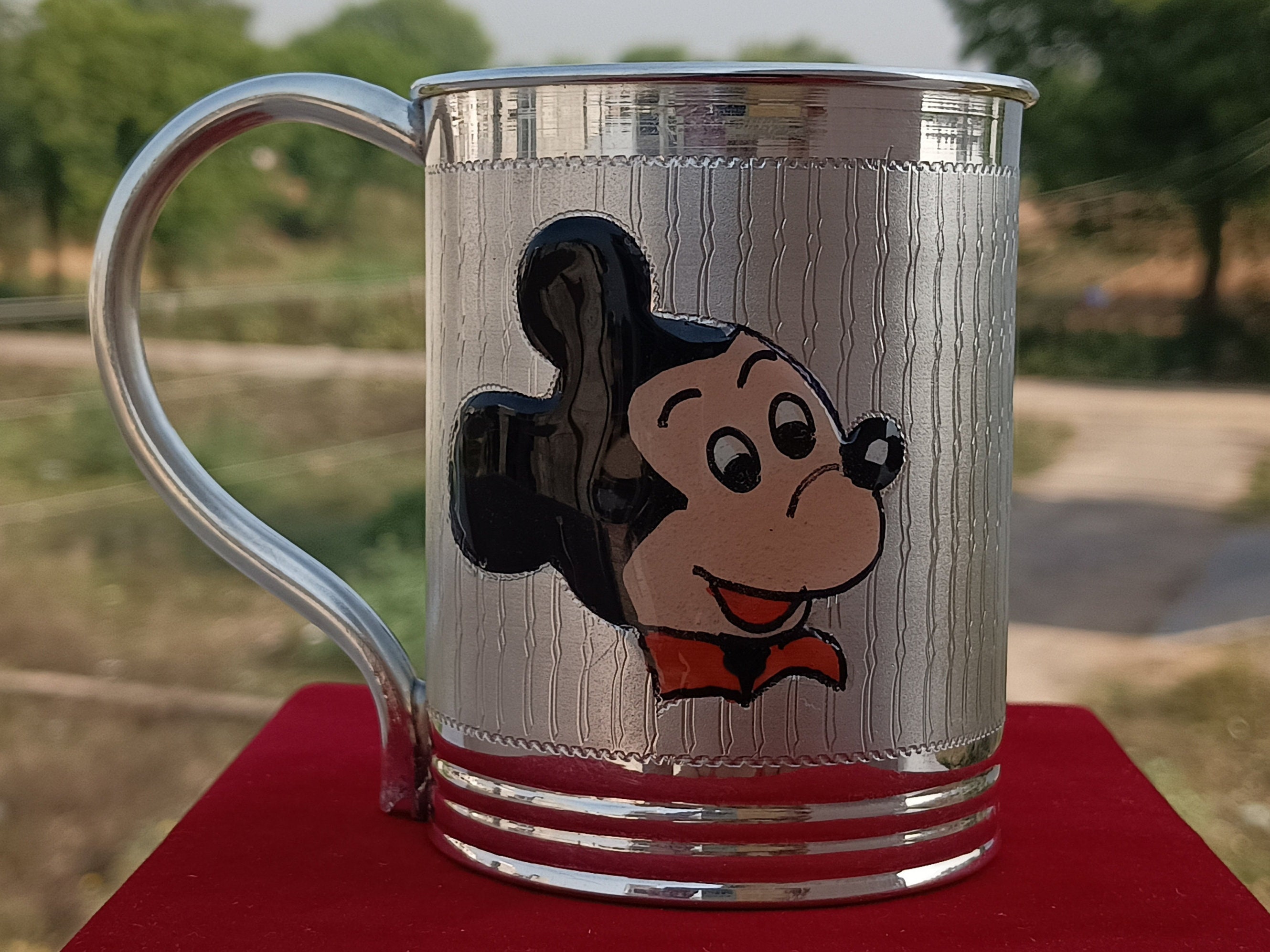 Disney Mickey Mouse 3D Double Walled Coffee Tea Glass Mugs 10 oz
