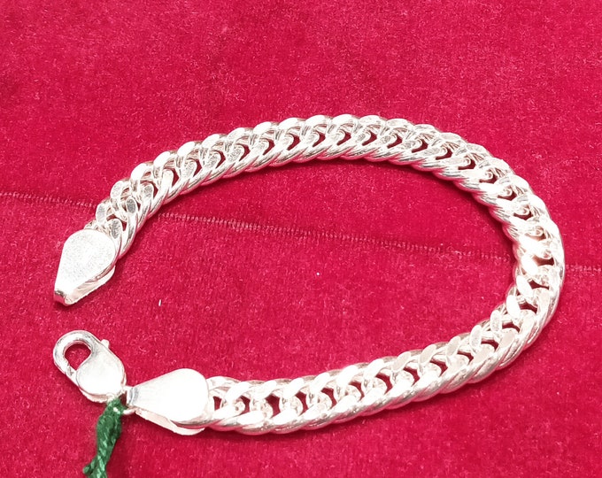 Buy Silver Mens Bracelet | Curb Chain Silver Bracelets | 925 Silver Exquisite Modern Bracelet for Men, 9 Inch
