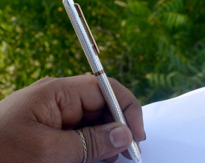 999 Fine Silver Ballpoint Pen, BIS Hallmarked Handcrafted Writing Pen, Graduation Promotion Business Achievement Gift
