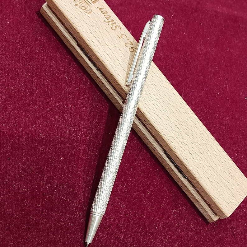 Personalised Solid Silver Pen, Custom Engraved Luxury Writing Instrument graduation gift lawyer doctor gifthandcrafted pen engraved silver pen luxury ballpoint 925 silver pen sterling silver pen