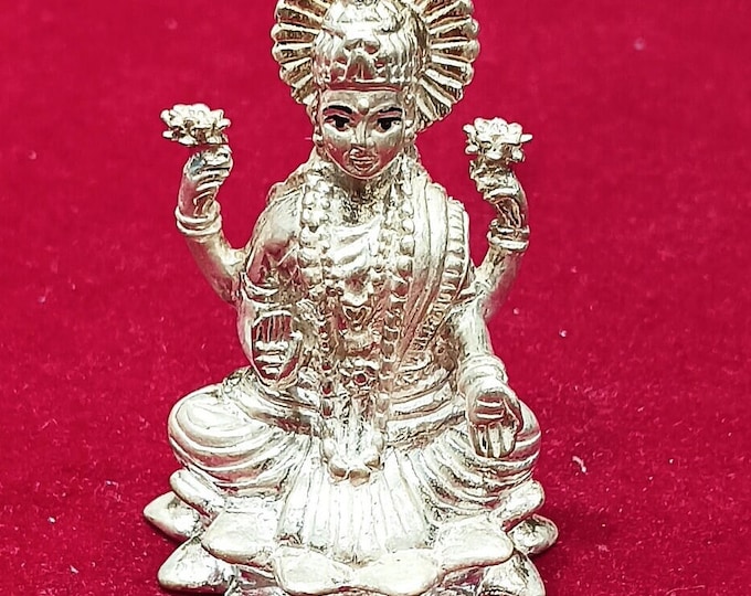 Pure Silver Laxmi Idol: Hindu Goddess Statue for Home Mandir (66 GM)