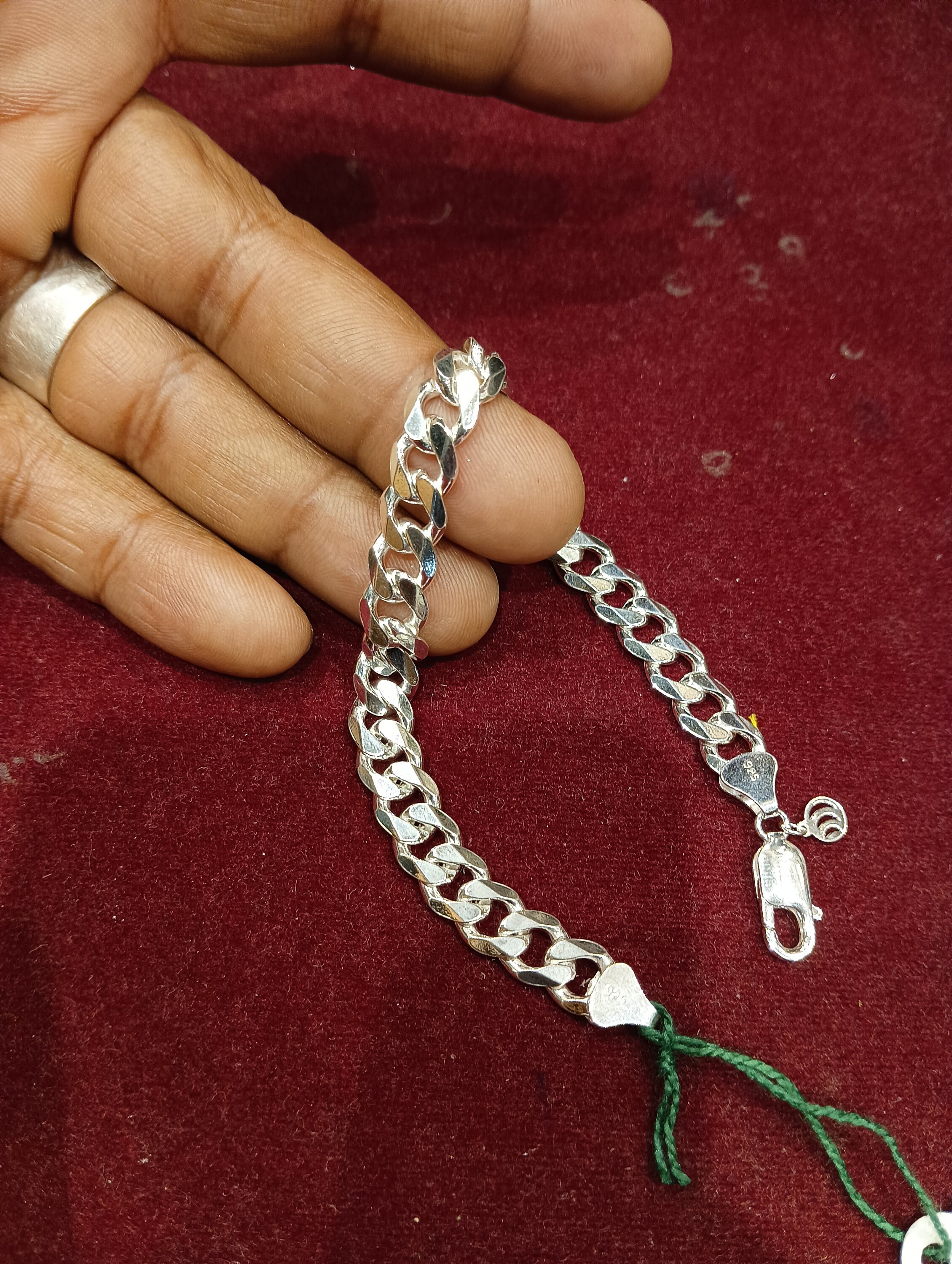 Solid 925 Sterling Silver Handmade Chain Bracelet , Cuban