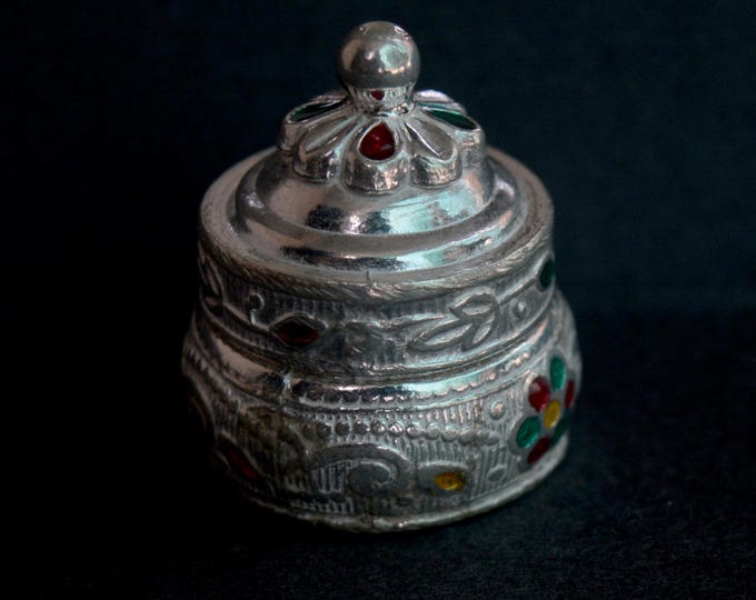 925 Sterling Silver Mini Puja Container | Tiny Silver Ritual Box | Roli Haldi Chandan Holder | Handmade
