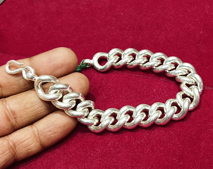 Buy Silver Mens Bracelet | Curb Chain Silver Bracelets | 925 Silver Exquisite Modern Bracelet for Men