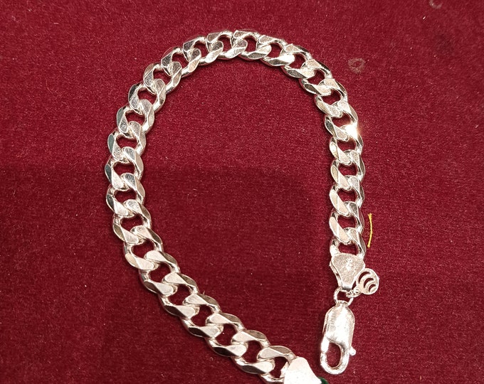Men's Sterling Silver Curb Chain Bracelet - Handmade Buy Silver Mens Bracelet | Curb Chain Silver Bracelets | 925 Silver Exquisite Modern